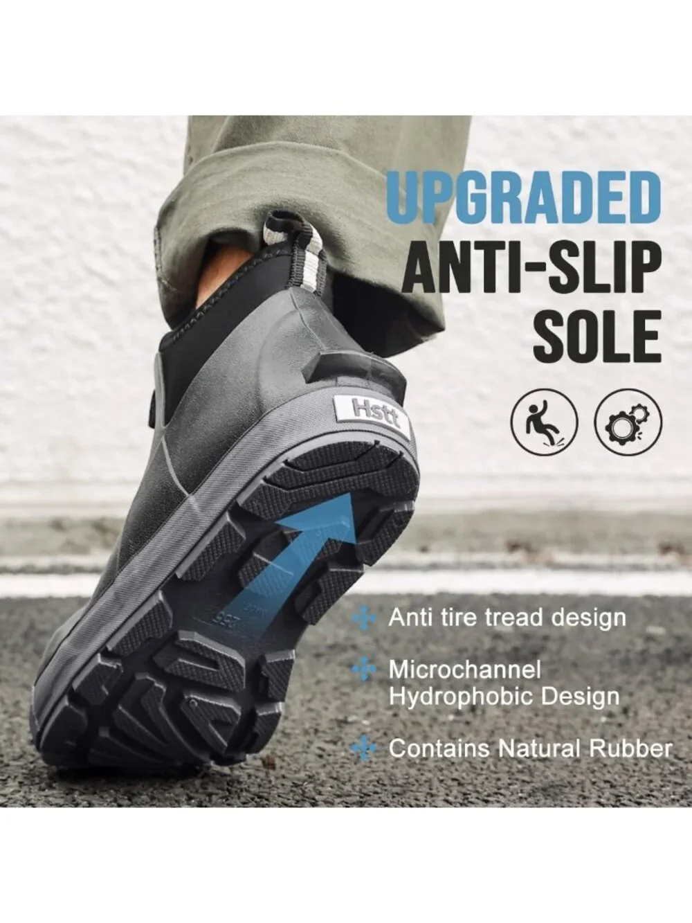 Waterproof Ankle Deck Boots for Men | Rubber Fishing Rain Boots, Slip-Resistant